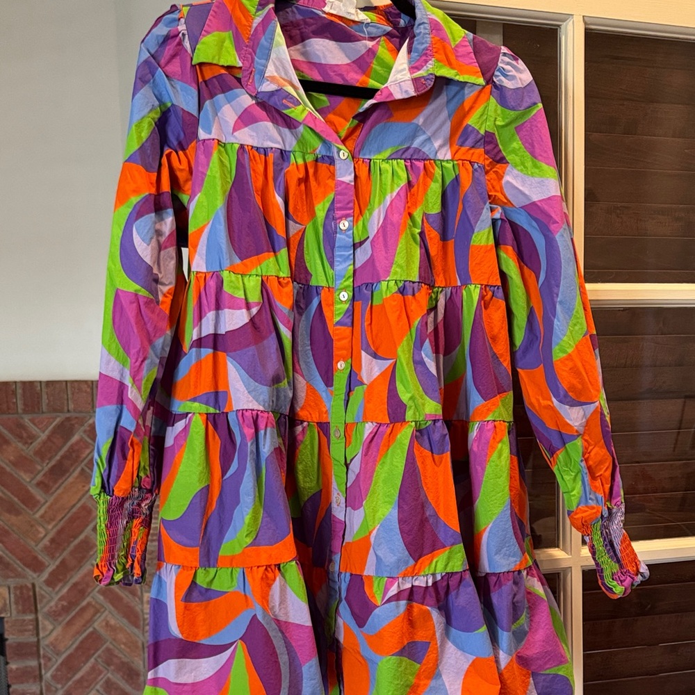 Peach Love California Multicolor Geometric Dress